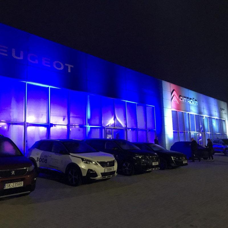 Ekran LED jako tło sceny podczas eventu w salonie samochodowym